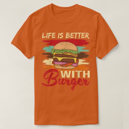 ハンバーガーハンバーガーチーズバーガーFで人生は良い Tシャツ (デザイン正面)