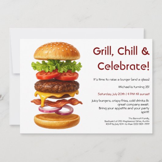 ハンバーガーパーティー | ファンバーガーセレブレーション 招待状 (正面)