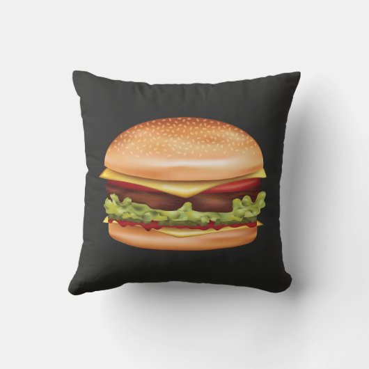 ハンバーガーファストフードイラストレーションダークバックグラウンド クッション (裏面)