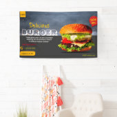 ハンバーガーファストフードバーベキューハンバーガーカワイイパーティー 横断幕 (インサイチュ)