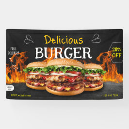 ハンバーガーファストフードバーベキューハンバーガーカワイイパーティー 横断幕