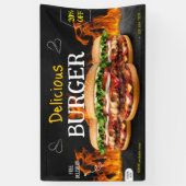 ハンバーガーファストフードバーベキューハンバーガーカワイイパーティー 横断幕 (縦)