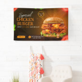 ハンバーガーファストフードバーベキューハンバーガーカワイイパーティー 横断幕 (インサイチュ)
