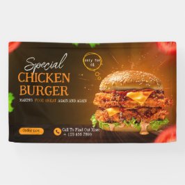 ハンバーガーファストフードバーベキューハンバーガーカワイイパーティー 横断幕