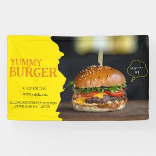 ハンバーガーファストフードバーベキューハンバーガーカワイイパーティー 横断幕