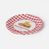 ハンバーガーホットドッグ及びレッドジンガム誕生日 ペーパープレート (アングル)