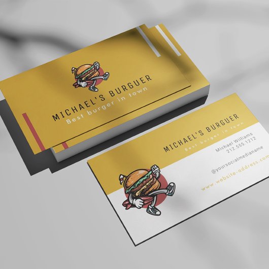 ハンバーガーレストランフードトラックマスタードイエロー 名刺