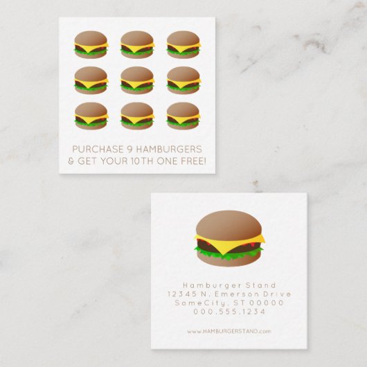 ハンバーガーロイヤリティスタンプ ロイヤリティカード (正面/裏面)