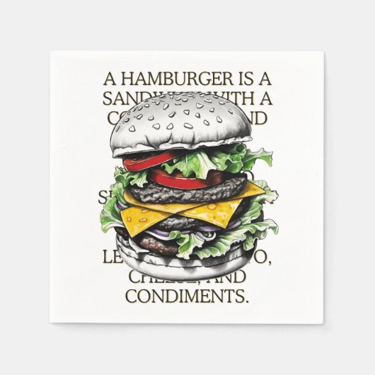 ハンバーガーヴィンテージスケッチbyカリスカルツ⭐⭐⭐⭐⭐ スタンダードカクテルナプキン (正面)