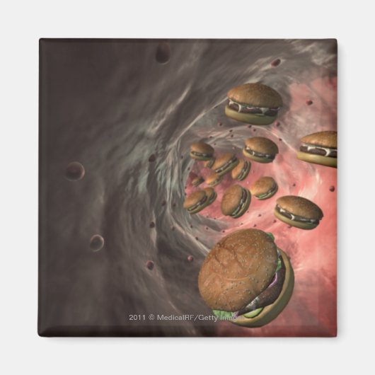 ハンバーガー付き血管のイラストレーション マグネット (正面)
