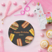ハンバーガー及びホットドッグファストフードハッピーバースデー ペーパープレート (パーティー)