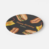 ハンバーガー及びホットドッグファストフードハッピーバースデー ペーパープレート (アングル)