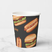 ハンバーガー及びホットドッグファストフードハッピーバースデー 紙コップ (裏面)