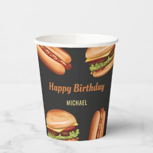 ハンバーガー及びホットドッグファストフードハッピーバースデー 紙コップ
