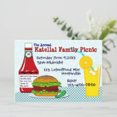 ハンバーガー及びレモネードのピクニック招待状 招待状 (スタンド正面)