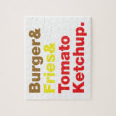 ハンバーガー及び揚げ物及びトマト・ケチャップ ジグソーパズル (縦)