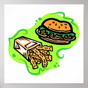 ハンバーガー及び揚げ物 ポスター