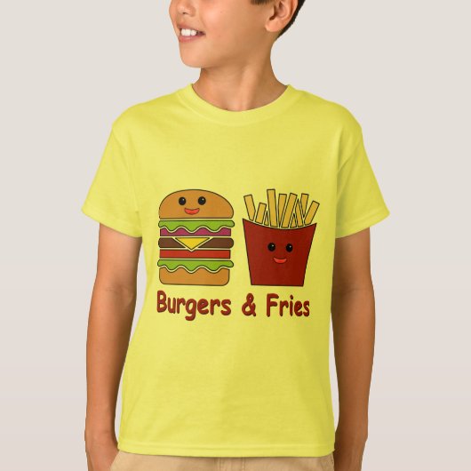 ハンバーガー及び揚げ物 Tシャツ (正面)