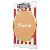 ハンバーガー可愛いカフェストライプの赤白 クリップボード (左)