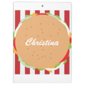 ハンバーガー可愛いカフェストライプの赤白 クリップボード (裏面)