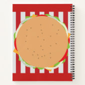 ハンバーガー可愛いカフェストライプの赤白 ノートブック (裏面)