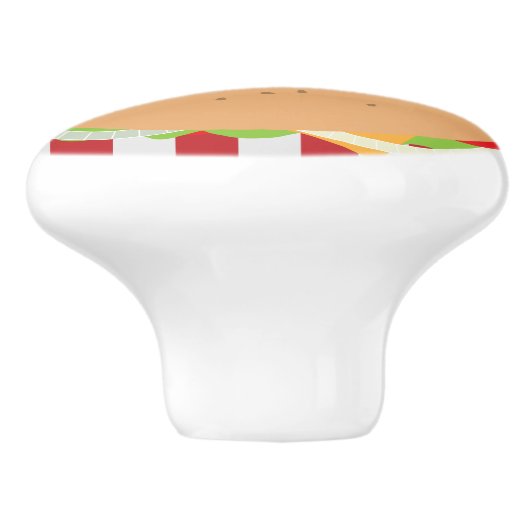 ハンバーガー可愛いカフェルックストライプの セラミックノブ (側面)