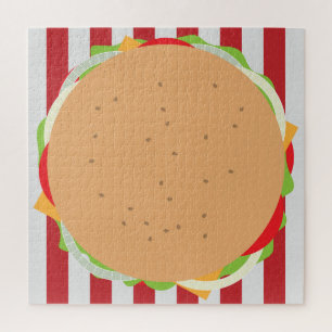 ハンバーガー可愛いカフェ ジグソーパズル