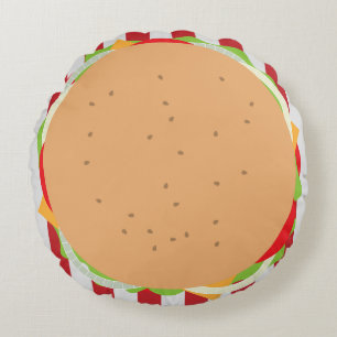 ハンバーガー可愛いカフェ ラウンドクッション