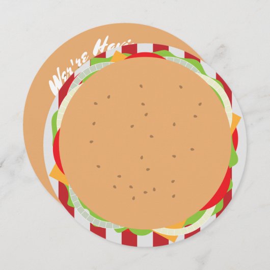 ハンバーガー可愛いカフェ 招待状 (正面/裏面)