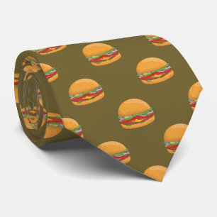 ハンバーガー好きかわいいタイル模様 ネクタイ