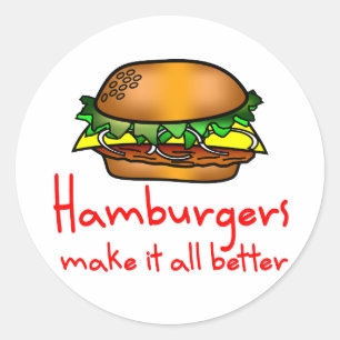 ハンバーガー好き ラウンドシール
