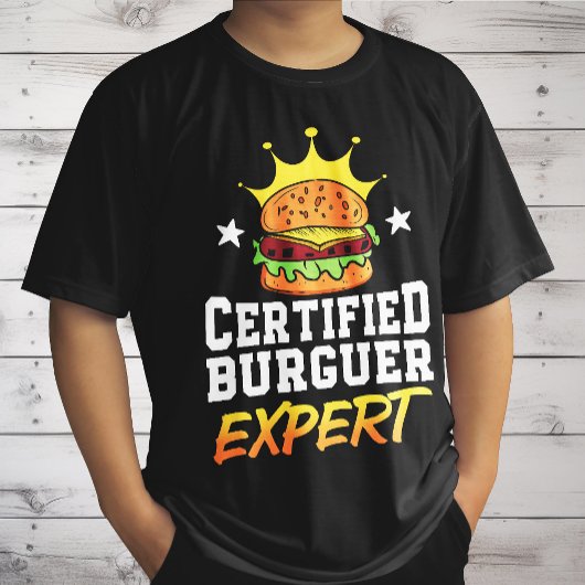 ハンバーガー専門家認定ハンバーガー手描きバーガー Tシャツ