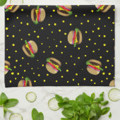 ハンバーガー模様 キッチンタオル (折り畳み)