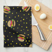 ハンバーガー模様 キッチンタオル (四つ折り)