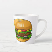 ハンバーガー漫画イラストレーション カフェラテマグ (右)