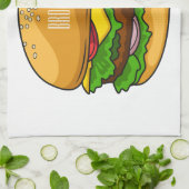 ハンバーガー漫画イラストレーション キッチンタオル (折り畳み)
