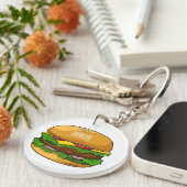 ハンバーガー漫画イラストレーション キーホルダー (正面右)