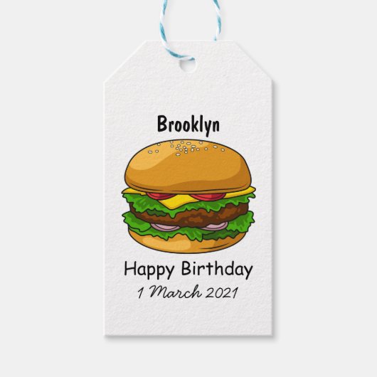 ハンバーガー漫画イラストレーション ギフトタグ (正面)