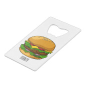 ハンバーガー漫画イラストレーション クレジットカード栓抜き (正面アングル)