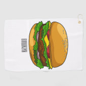 ハンバーガー漫画イラストレーション ゴルフタオル (横)