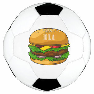 ハンバーガー漫画イラストレーション サッカーボール