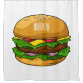 ハンバーガー漫画イラストレーション シャワーカーテン (正面)