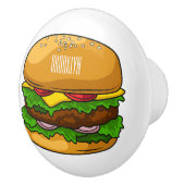 ハンバーガー漫画イラストレーション セラミックノブ (右)