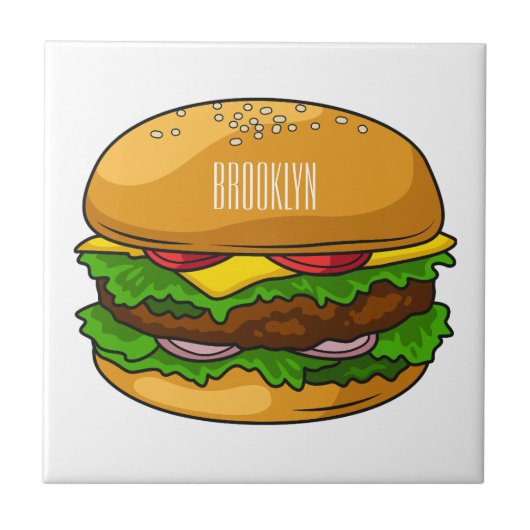 ハンバーガー漫画イラストレーション タイル (正面)