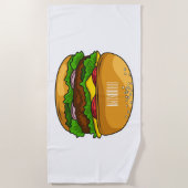 ハンバーガー漫画イラストレーション ビーチタオル (正面)