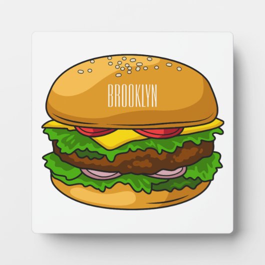 ハンバーガー漫画イラストレーション フォトプラーク (正面)
