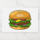 ハンバーガー漫画イラストレーション フードラベル (シングルラベル)