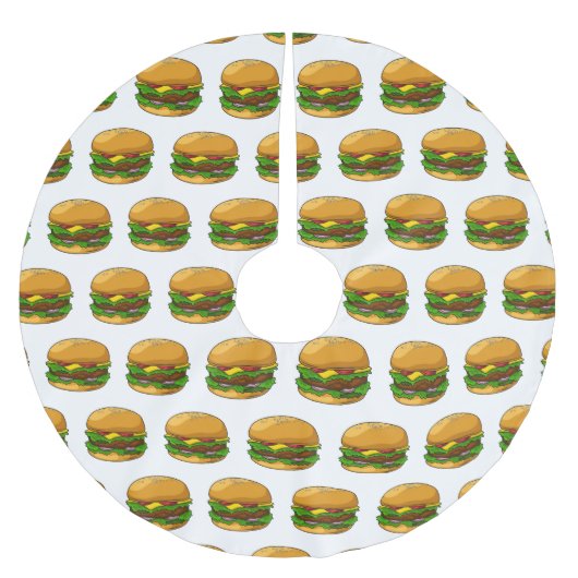 ハンバーガー漫画イラストレーション ブラッシュドポリエステルツリースカート (正面)