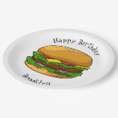 ハンバーガー漫画イラストレーション ペーパープレート (アングル)