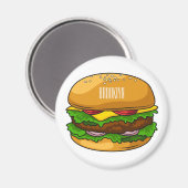 ハンバーガー漫画イラストレーション マグネット (正面/裏面)